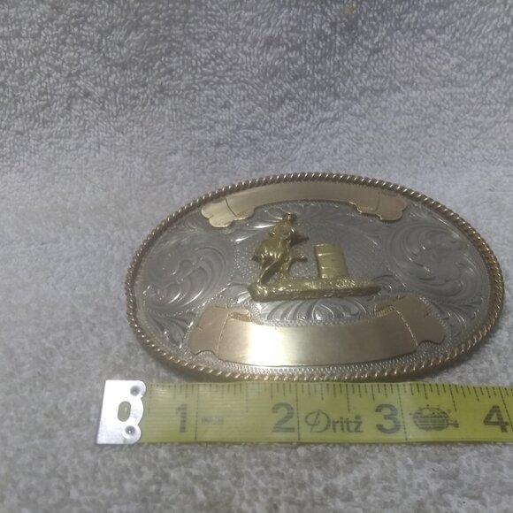 Montana Silversmiths Barrel Racing Trophy Belt Buckle Rodeo Cowgirl Nickel Nice main image 7